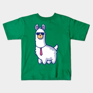 Cute Business Llama Cartoon Kids T-Shirt